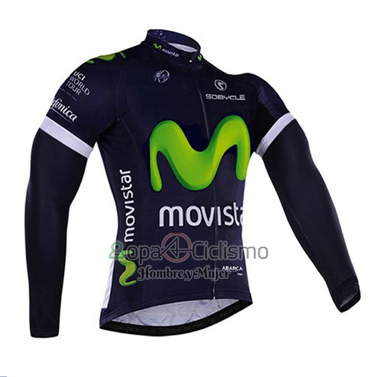 Movistar Ropa Ciclismo Culotte Largo 2016 Mangas Largas Blanco y Azul